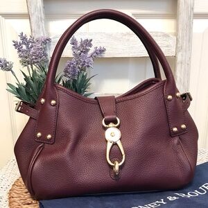 Dooney & Bourke Belvedere Logo Lock Satchel Burgundy Leather